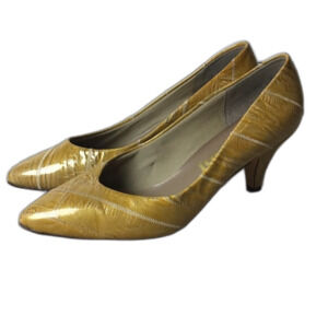 Joyce Eel Skin Gold Pumps Size 7.5